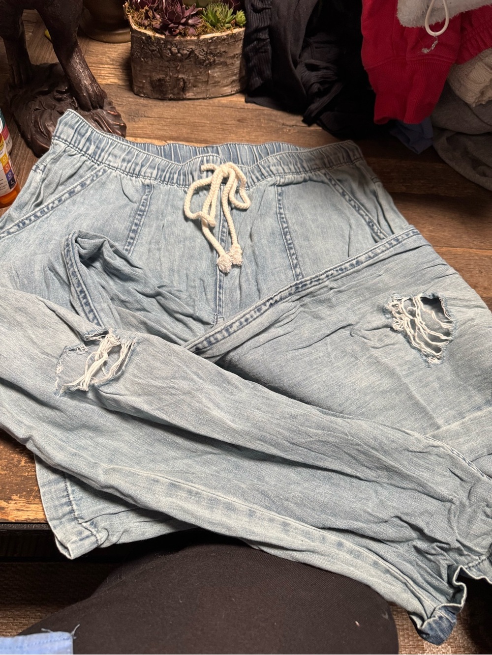 aerie Light Blue Distressed Jogger Pants